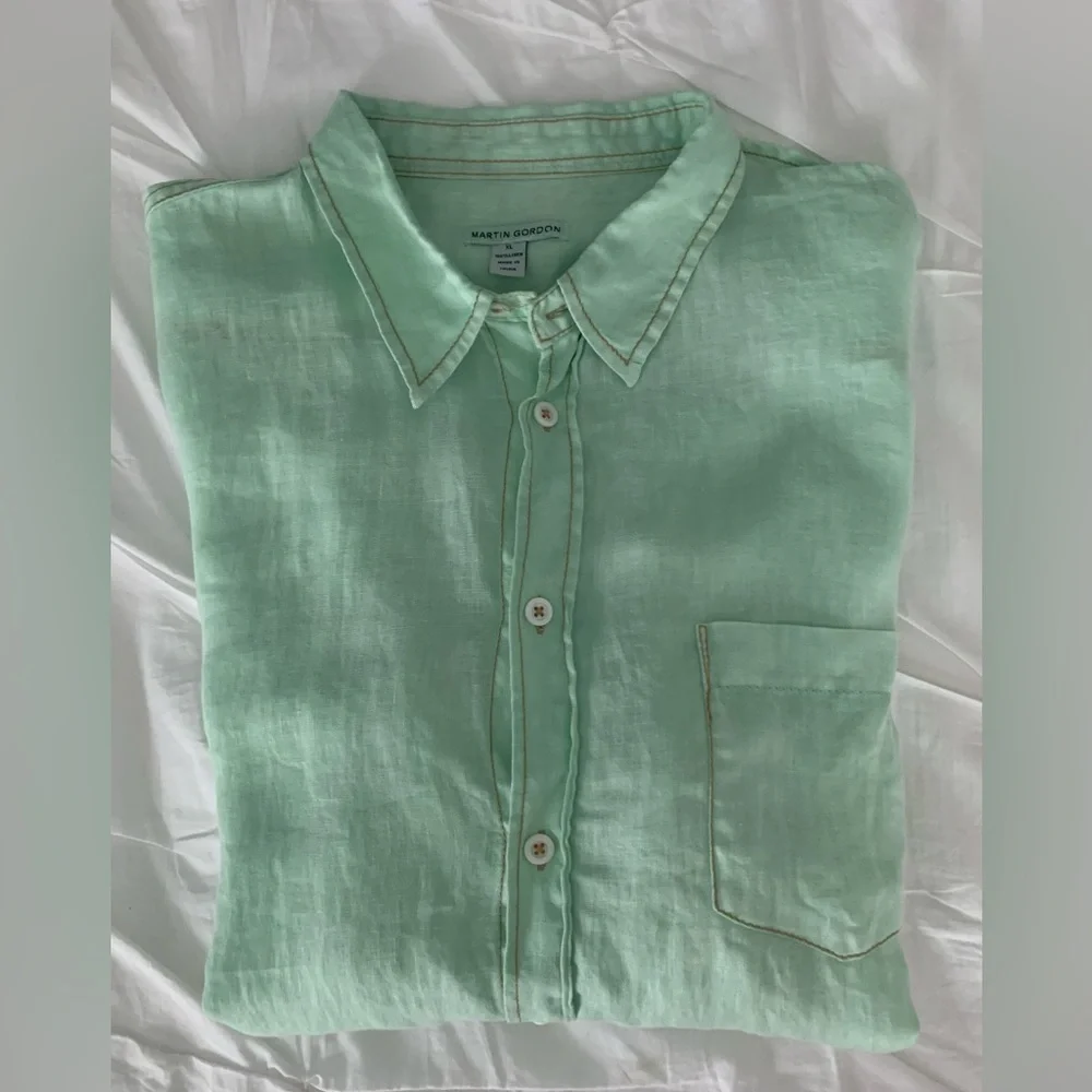 Martin Gordon‎ Men's XL 100% Linen Button Down Long Sleeve Shirt - Picture 2 of 10